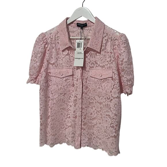 GENERATION LOVE TOP WOMENS XLARGE MINA SHEER LACE BLOUSE BALLET SLIPPER PINK NEW - Picture 5 of 14